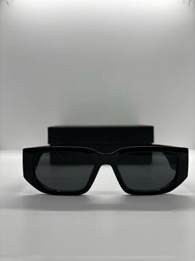 Chunky Rectangular Black and Dark Gray Sunglasses